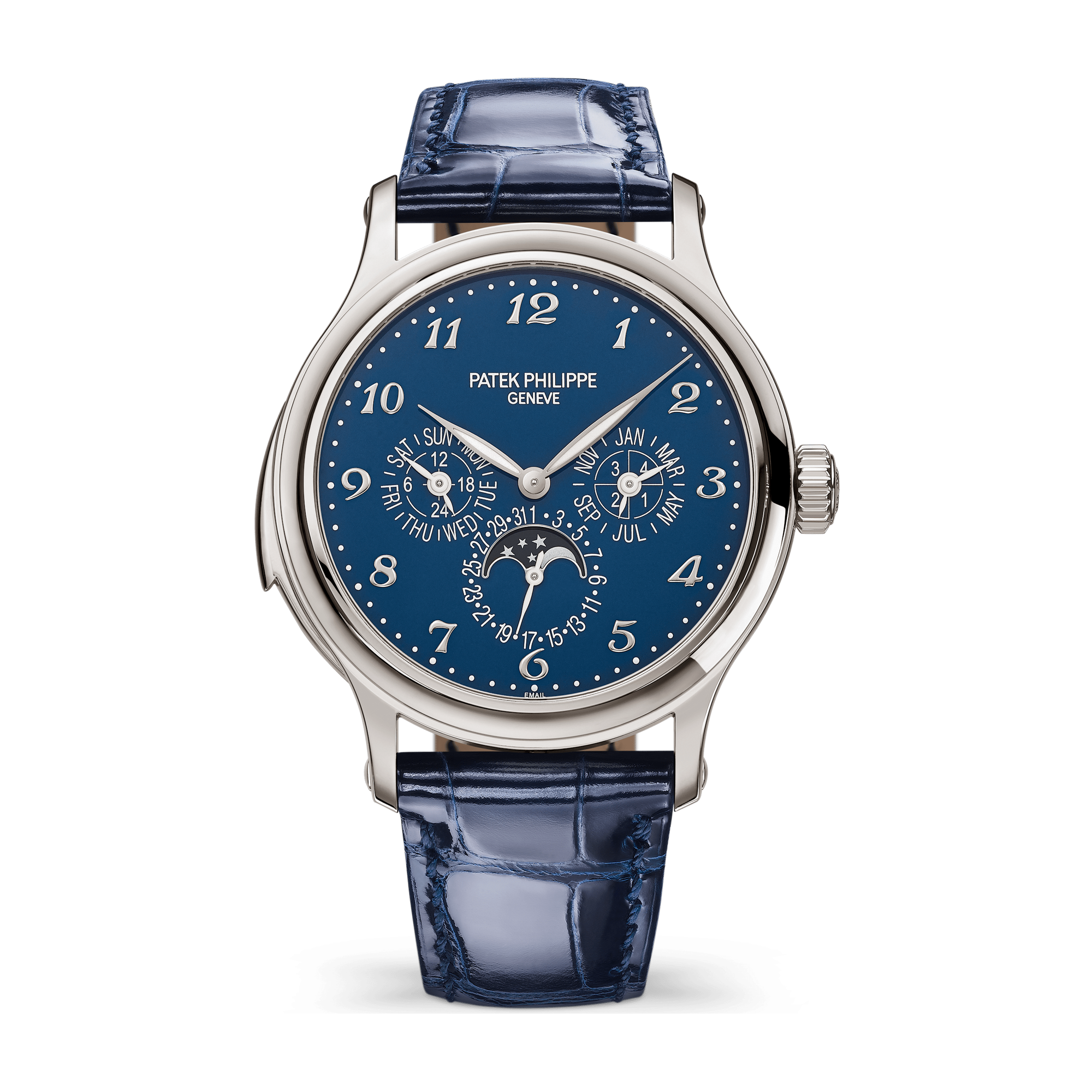 Patek Philippe Grand Complications Blue White Gold Alligator Leather 42mm