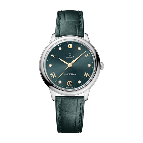 Omega De Ville Prestige Green Steel Alligator Leather 34mm