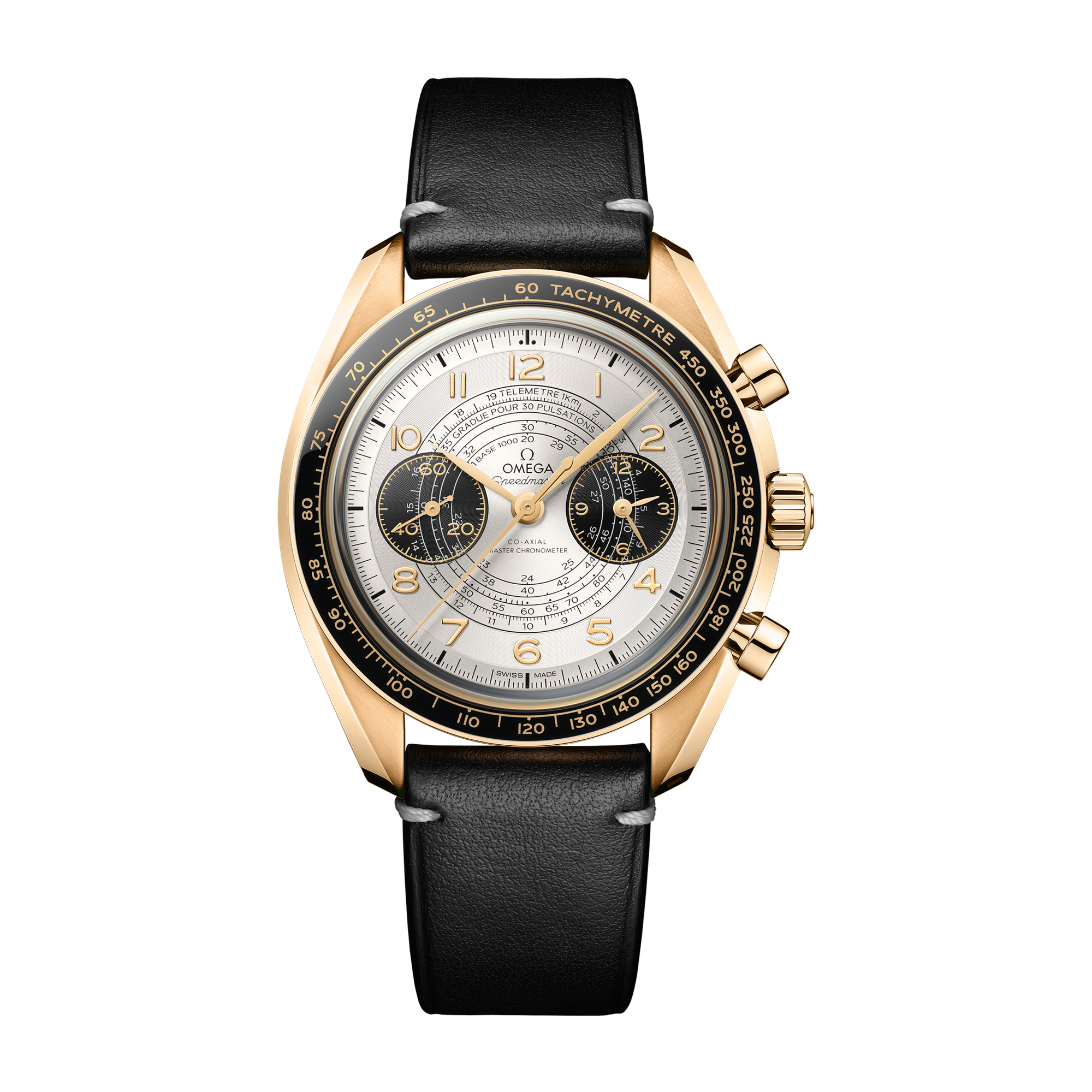 Omega "Paris 2024" Speedmaster Chronoscope Silver Yellow Gold Leather 43mm