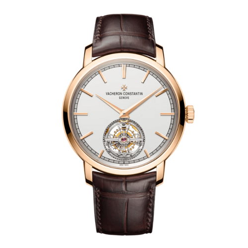 Vacheron Constantin Traditionnelle Tourbillon Silver Rose Gold Alligator Leather 41mm