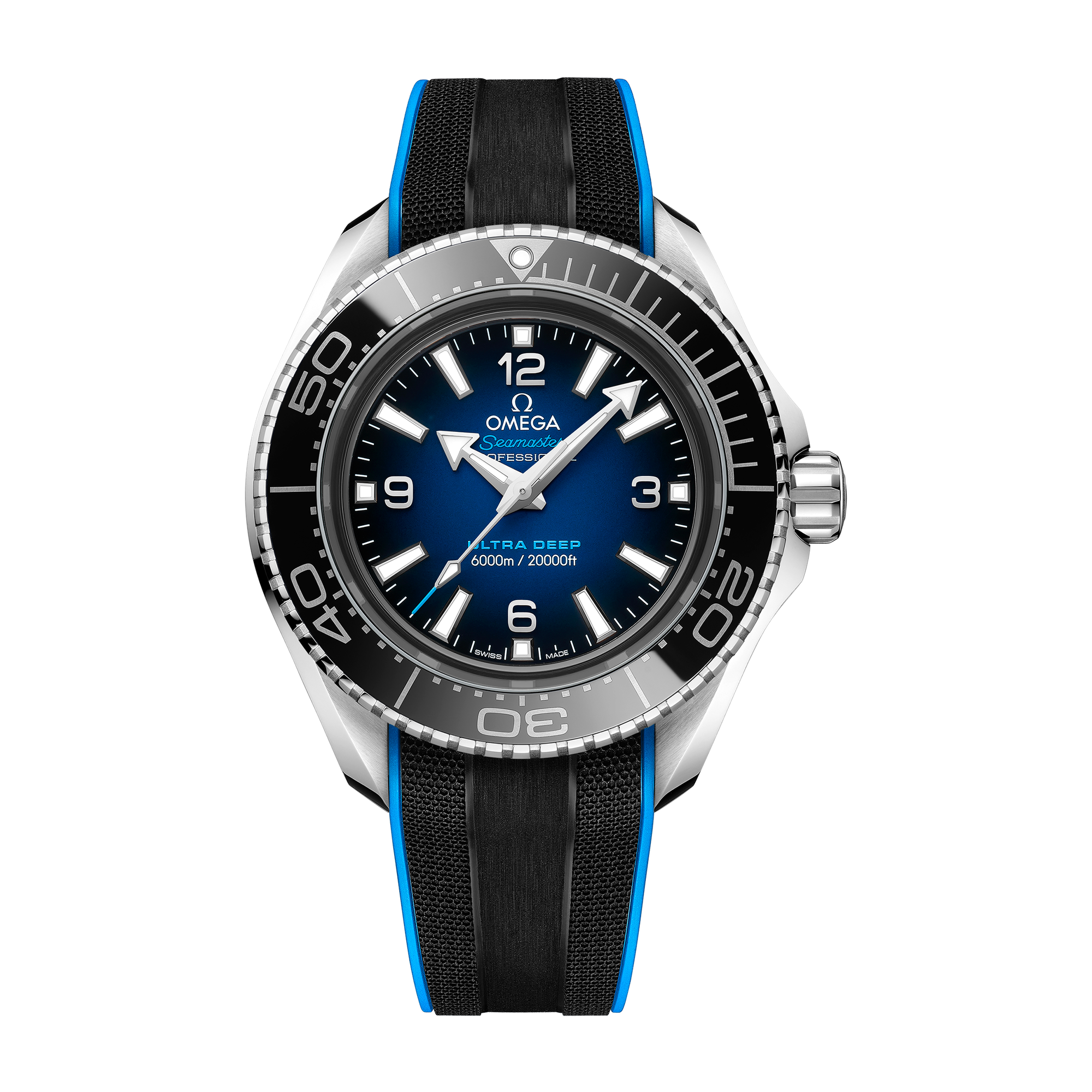 Omega "Ultra Deep" Seamaster Planet Ocean 6000M Blue Steel Rubber 45.5mm