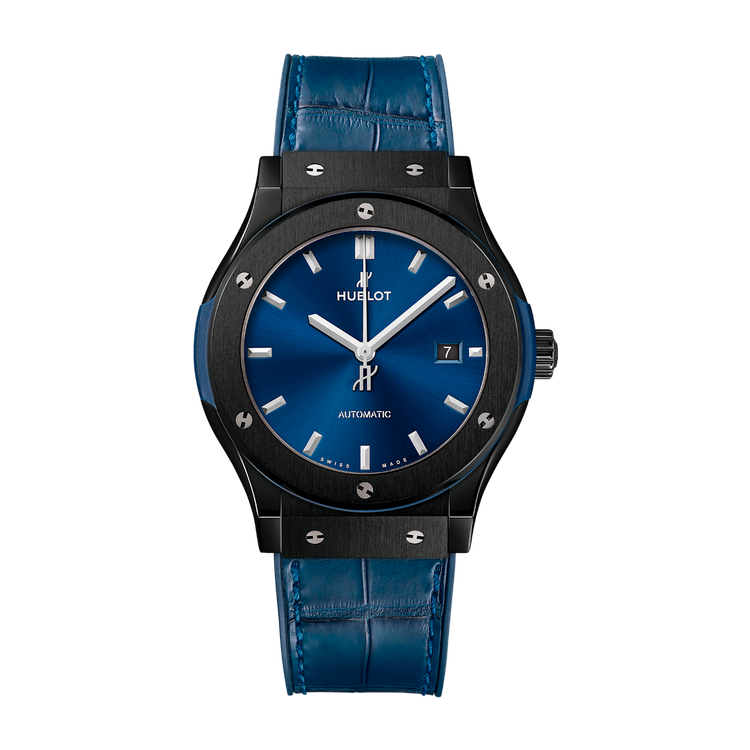 Hublot Classic Fusion Blue Ceramic Alligator Leather 42mm