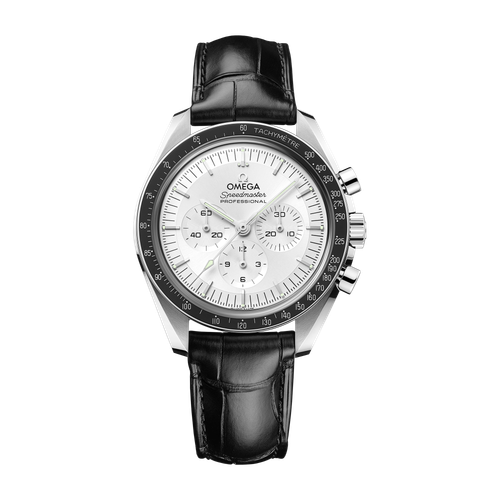 Omega Speedmaster Moonwatch Professional Silver White Gold Alligator Leather 42mm