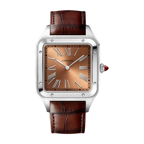 Cartier Santos-Dumont Extra Large Red Platinum Alligator Leather 33.9mm