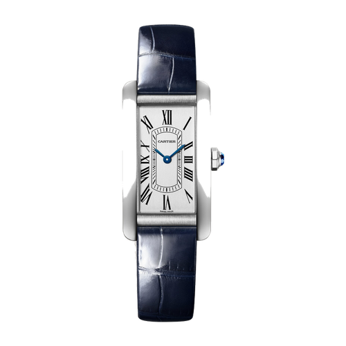 Cartier Tank Américaine Silver Steel Alligator Leather 19.4mm