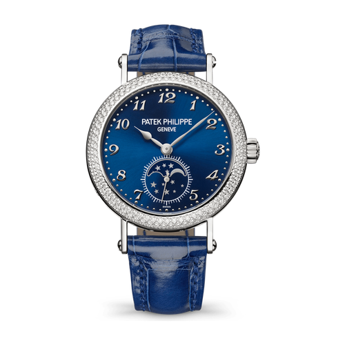 Patek Philippe Complications Blue White Gold Alligator Leather 33mm
