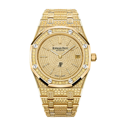 Audemars Piguet "Jumbo" Royal Oak Extra-Thin Diamond Pave Yellow Gold 39mm