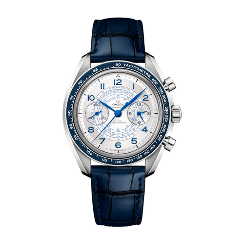 Omega Speedmaster Chronoscope Silver Steel Alligator Leather 43mm