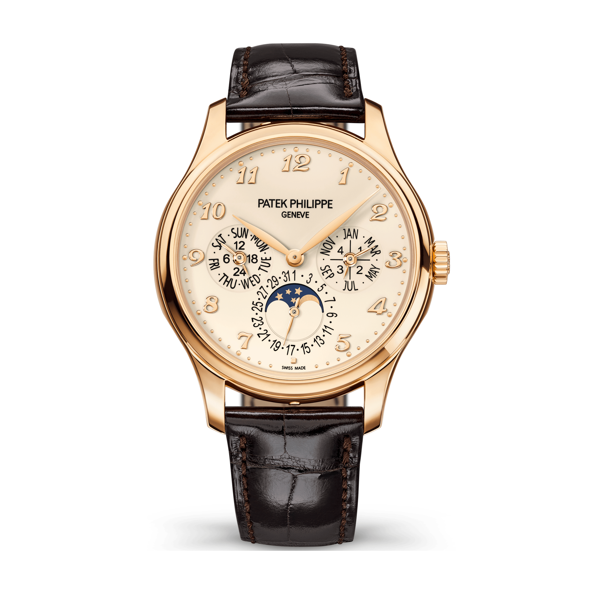 Patek Philippe Grand Complications Ivory Rose Gold Alligator Leather 39mm