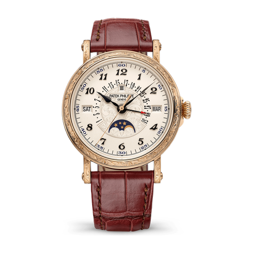 Patek Philippe Grand Complications Silver Rose Gold Alligator Leather 38mm