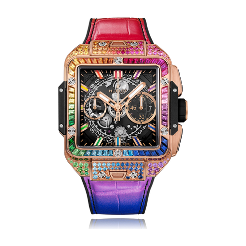 Hublot Square Bang Unico Skeleton King Gold Alligator Leather 42mm