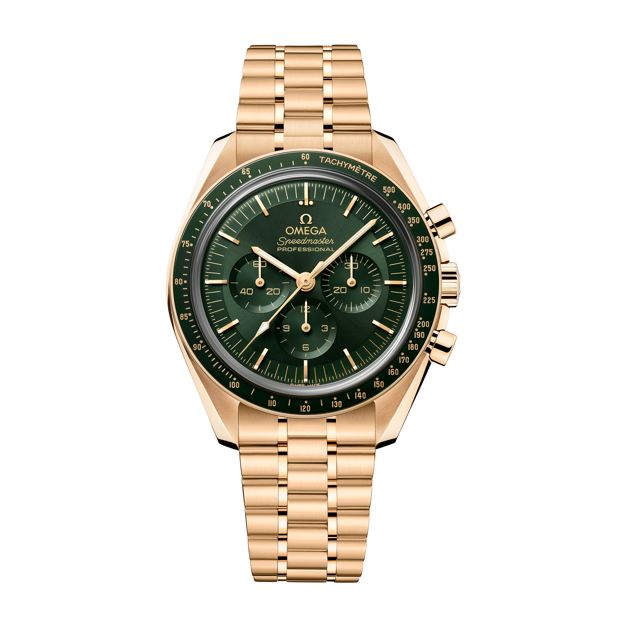Omega Speedmaster Moonwatch Professional Green Yellow Gold 42mm