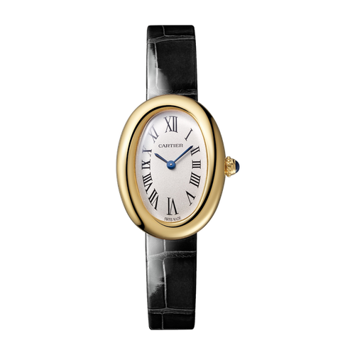 Cartier Baignoire Small Silver Yellow Gold Alligator Leather 23.1mm