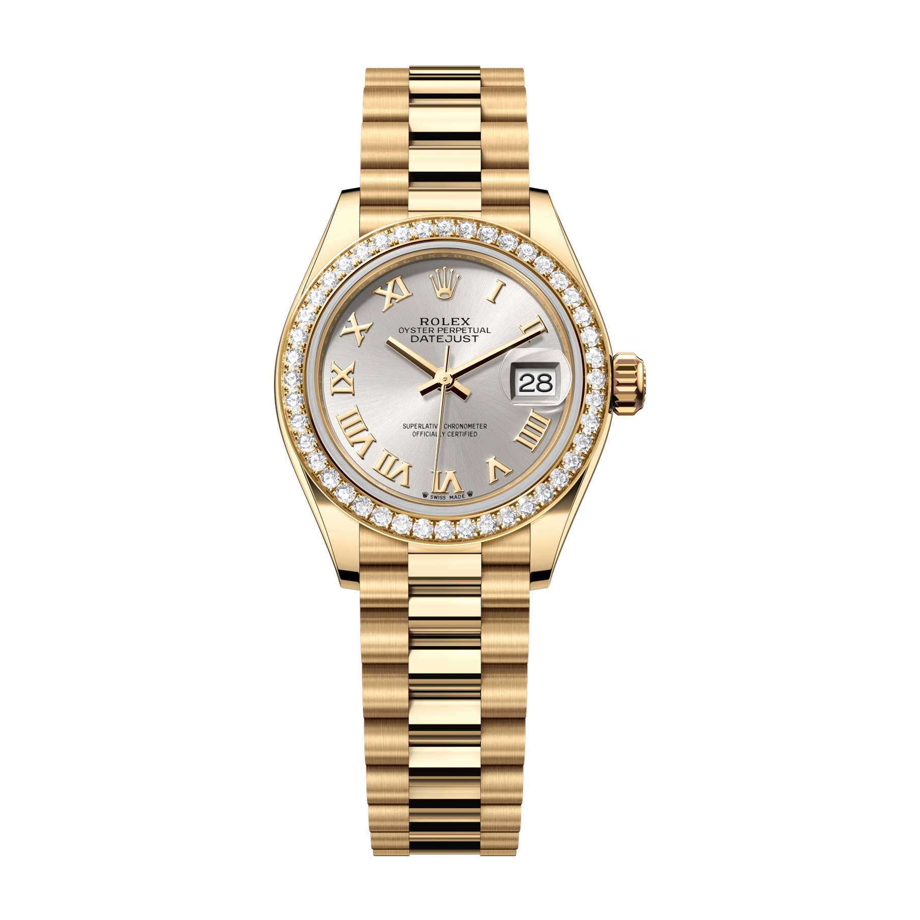 Rolex Lady-Datejust Silver Yellow Gold 28mm