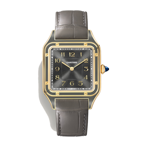 Cartier Santos-Dumont Large Grey Yellow Gold Alligator Leather 31.4mm