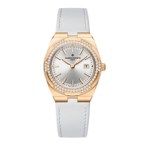 Vacheron Constantin Overseas Quartz Silver Rose Gold Rubber 33mm