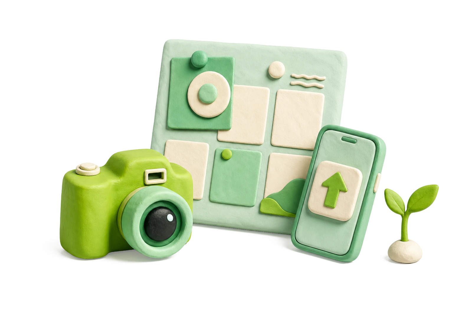 Ilustración 3D de cámara y contenido digital