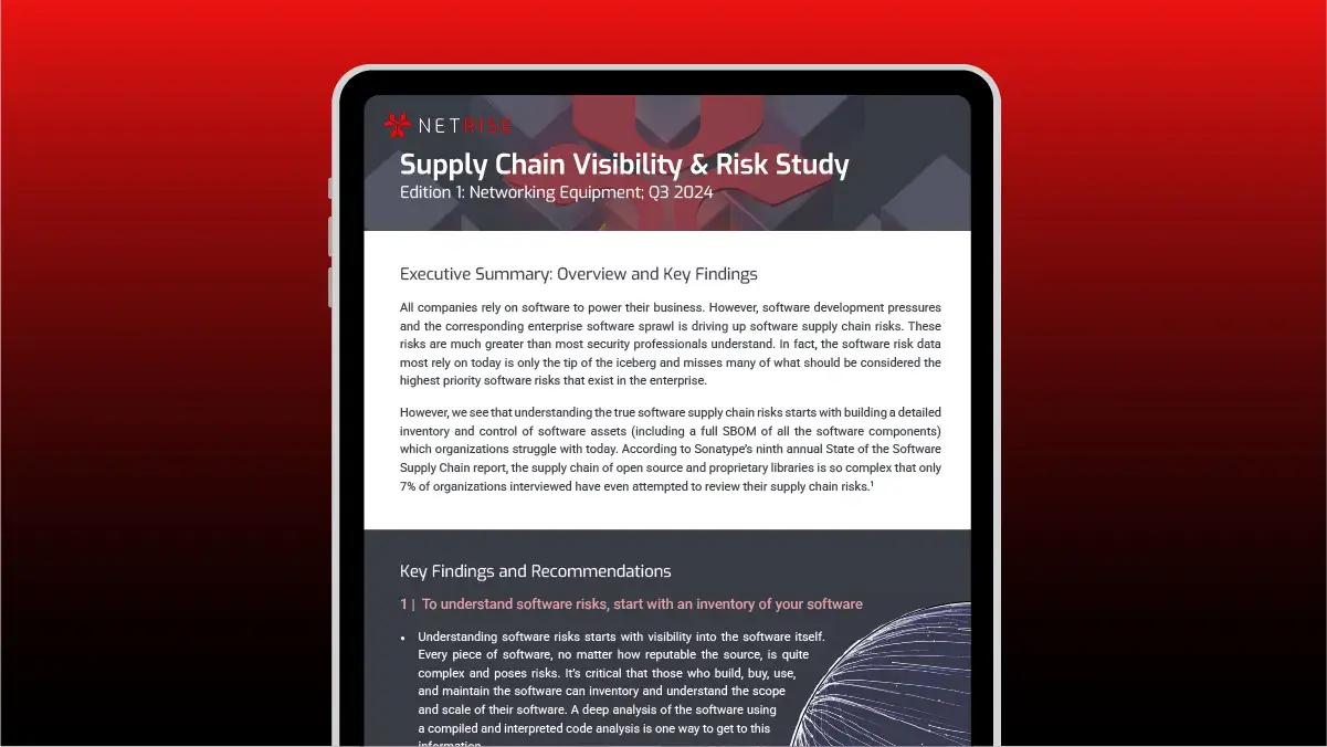 NetRise Supply Chain Visibility & Risk Study Q3 2024