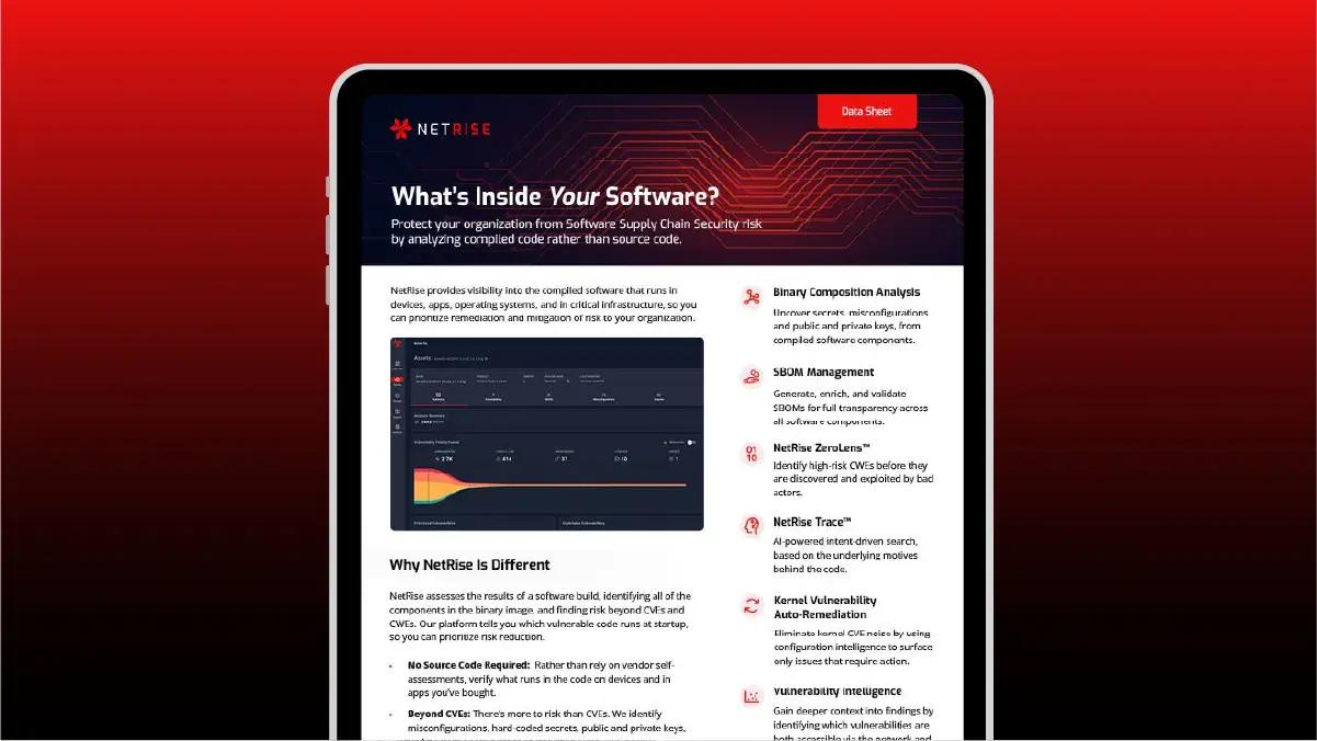 NetRise Platform Data Sheet: Software Supply Chain Security, From the Inside Out