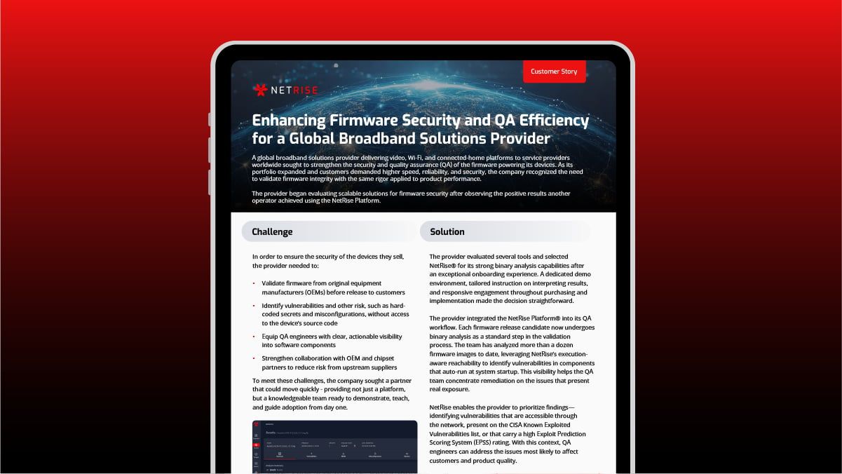 NetRise for Telecoms: Enhancing Firmware Security & QA Efficiency