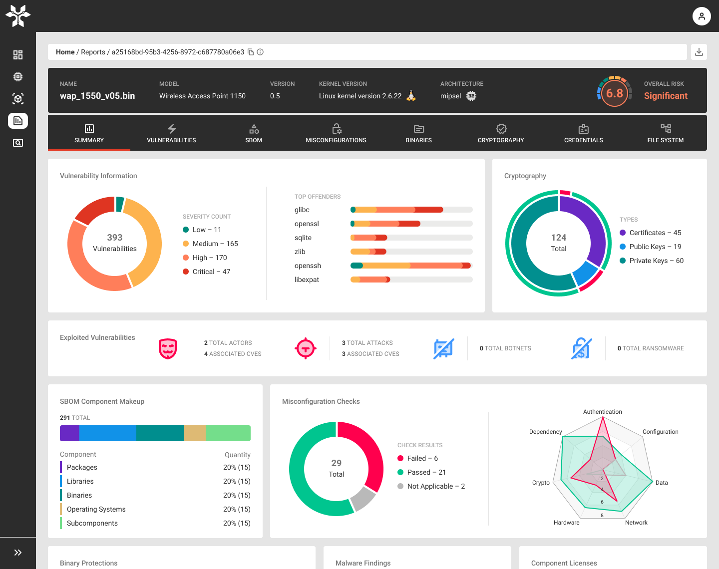 NetRise firmware analysis report summary