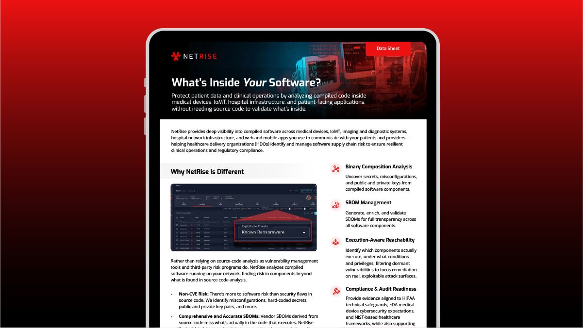 NetRise for HDOs: Data Sheet on Software Supply Chain Security