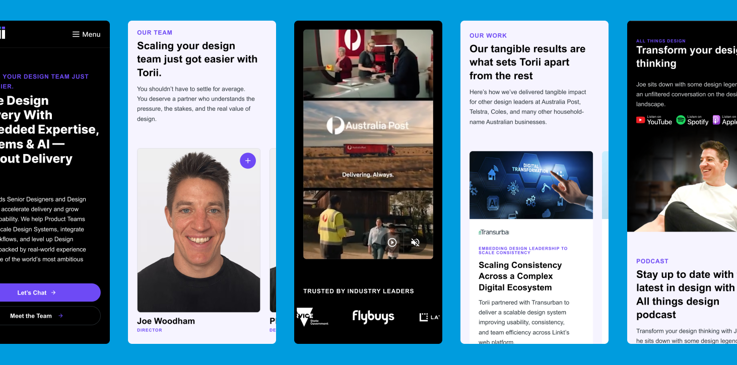 Screenshots of the Torii Mobile Experience