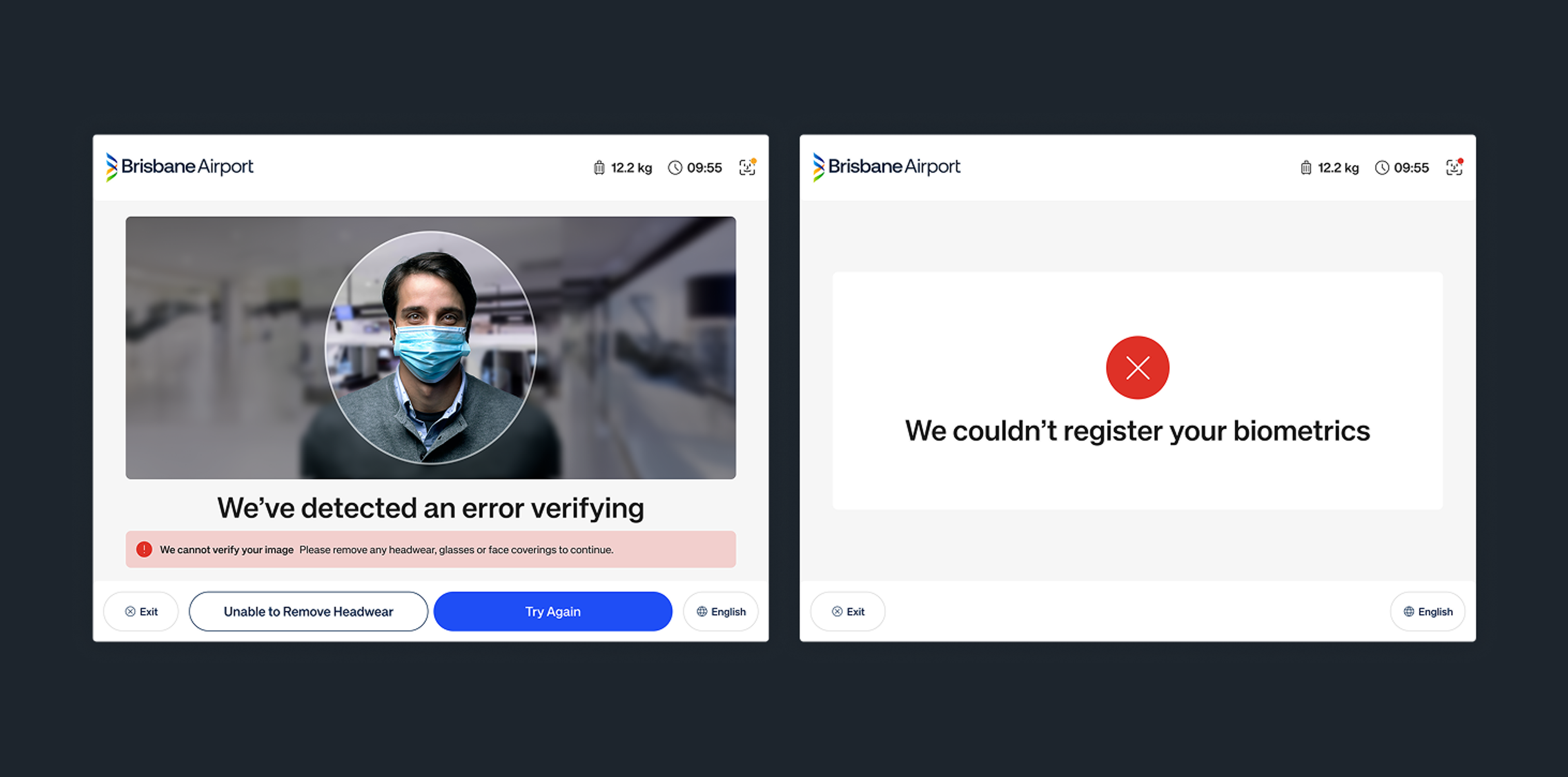 Biometric exception screens