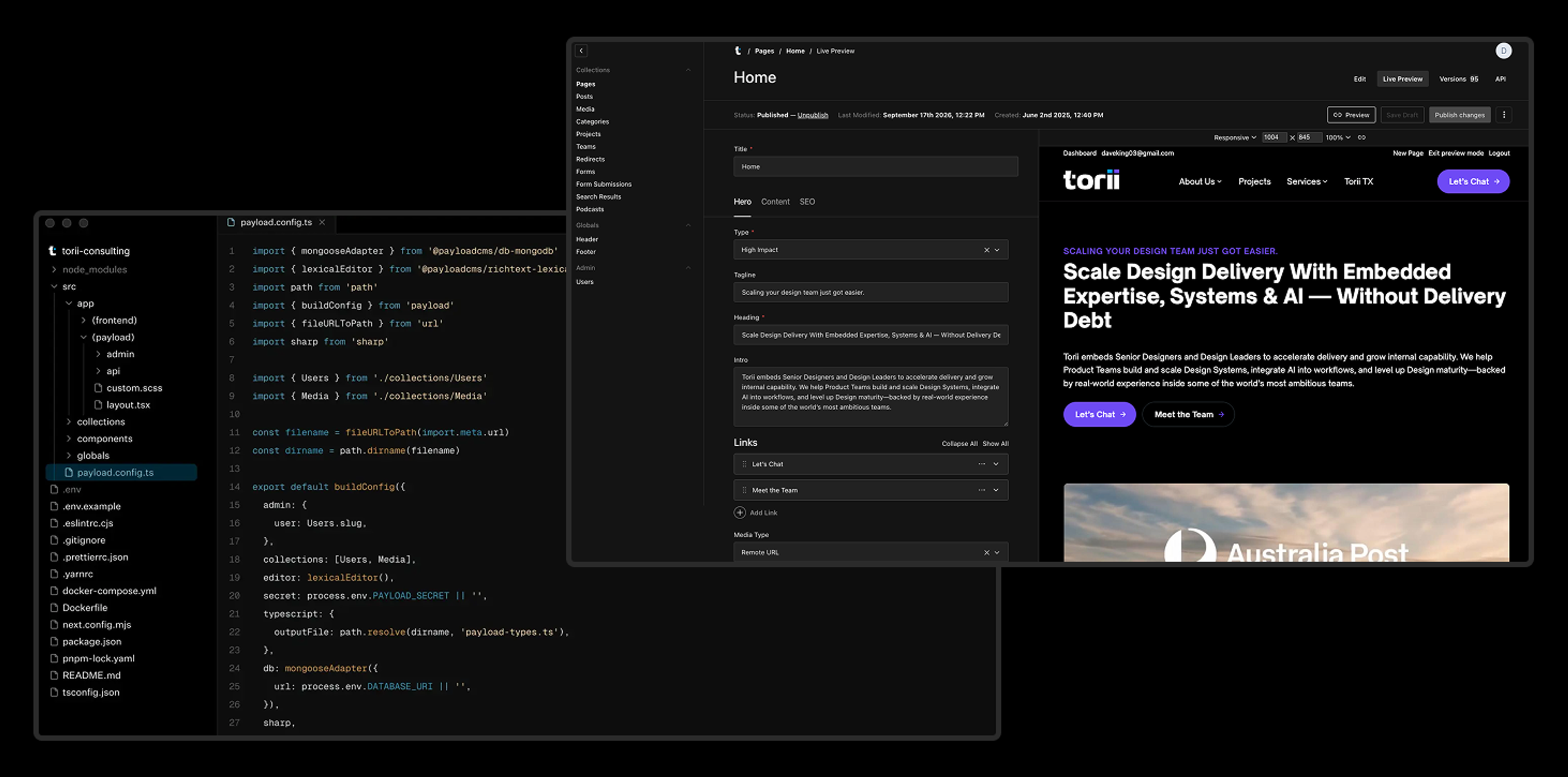 The Torii Live Preview and CMS setup