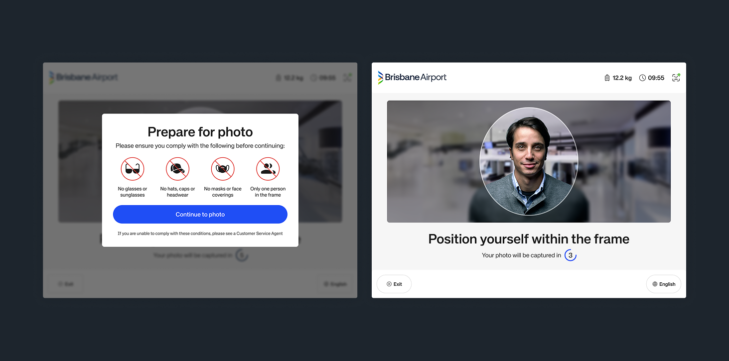 Photo preparation and face capture screens