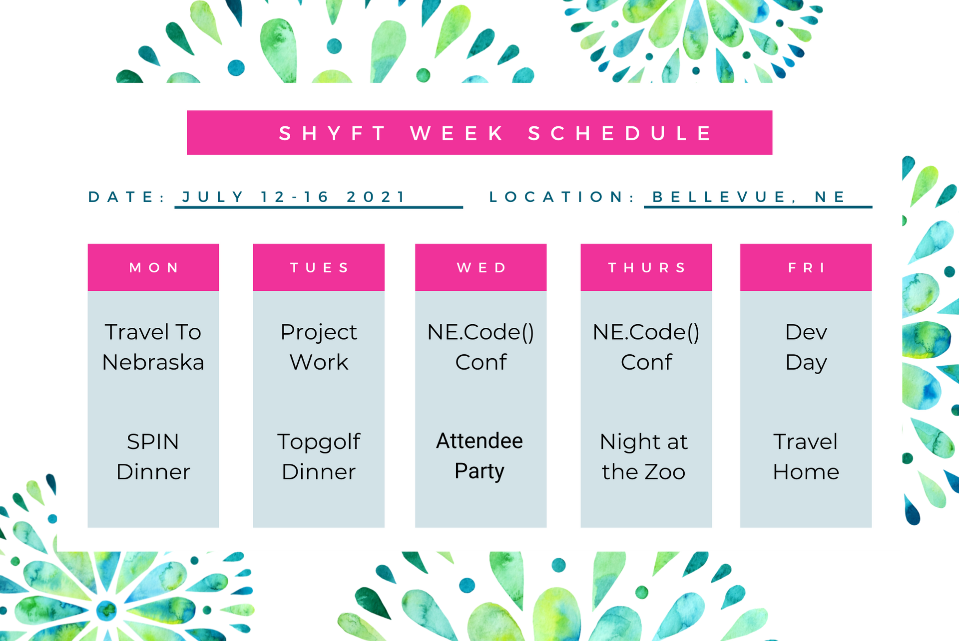 Shyft Week Schedule