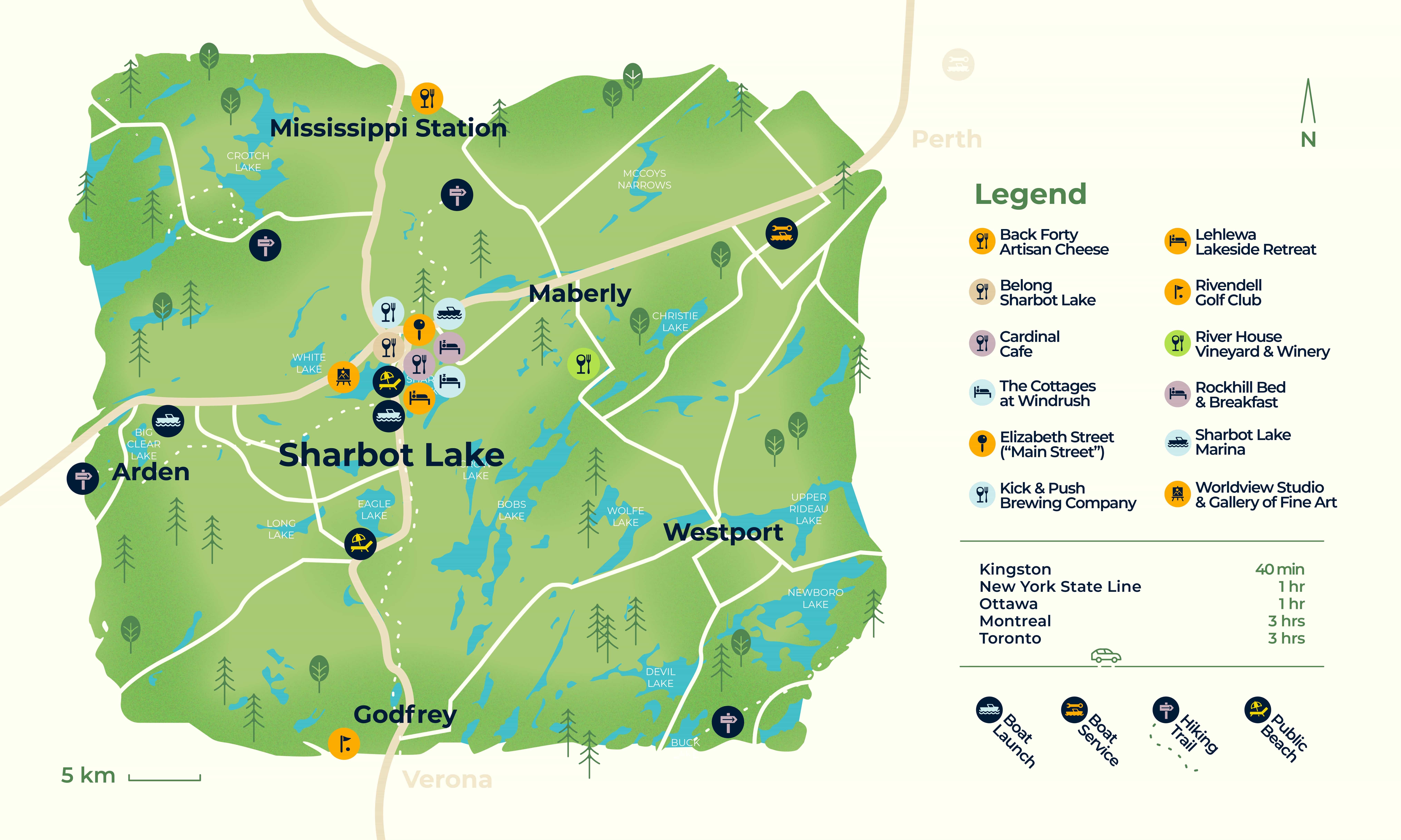 Illustrated map of Sharbot Lake