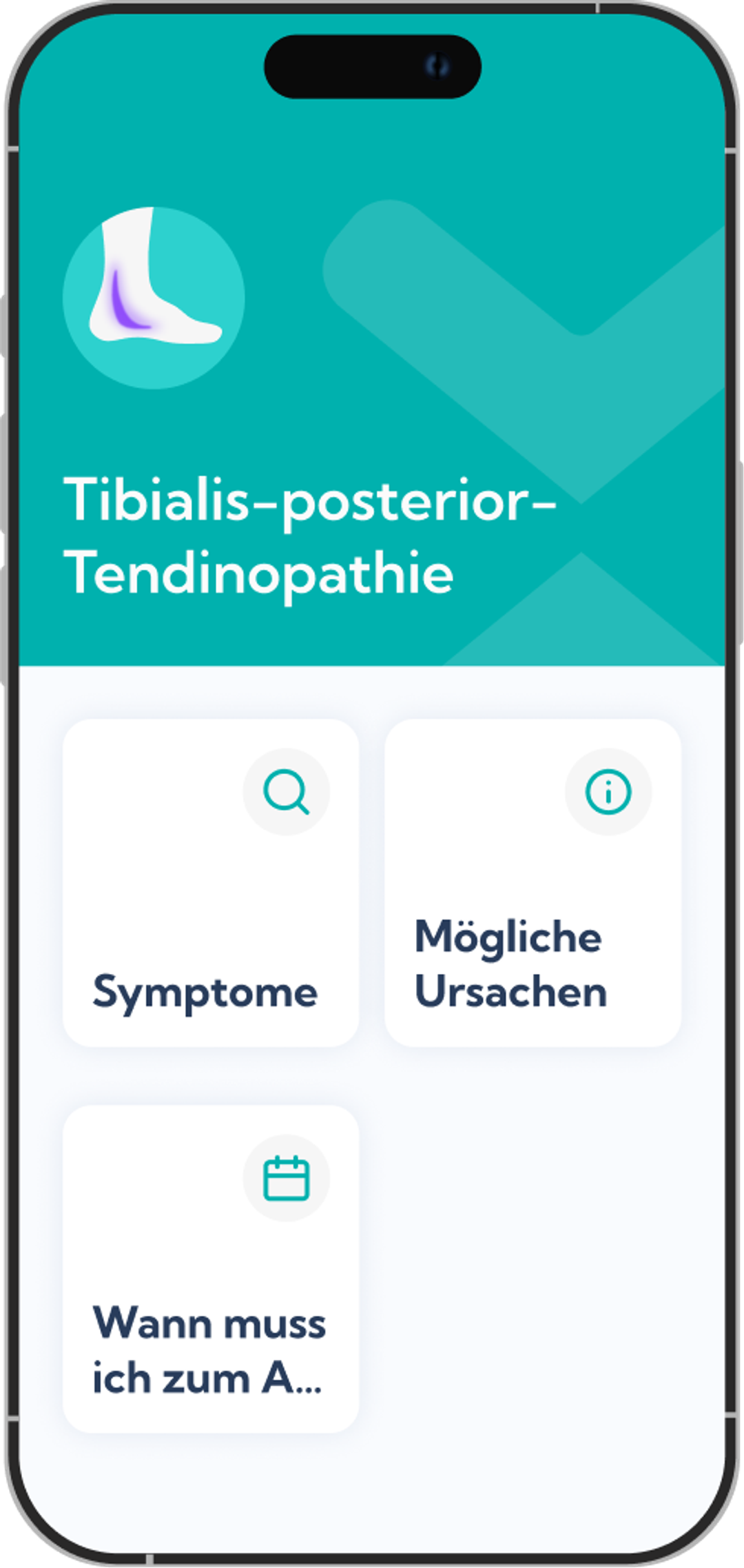 Tibialis posterior Tendinopathie Plan - Übersicht Screen in der Exakt App