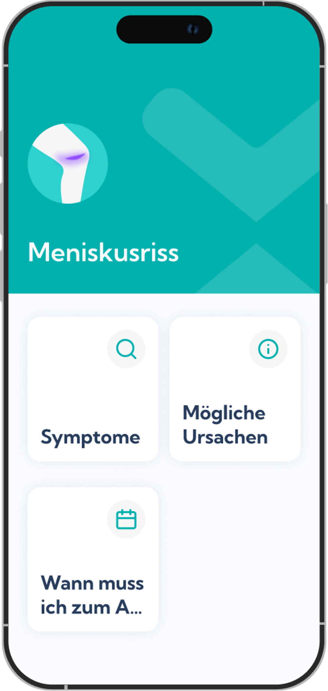 Meniskusriss Reha-Plan Übersicht in der Exakt App