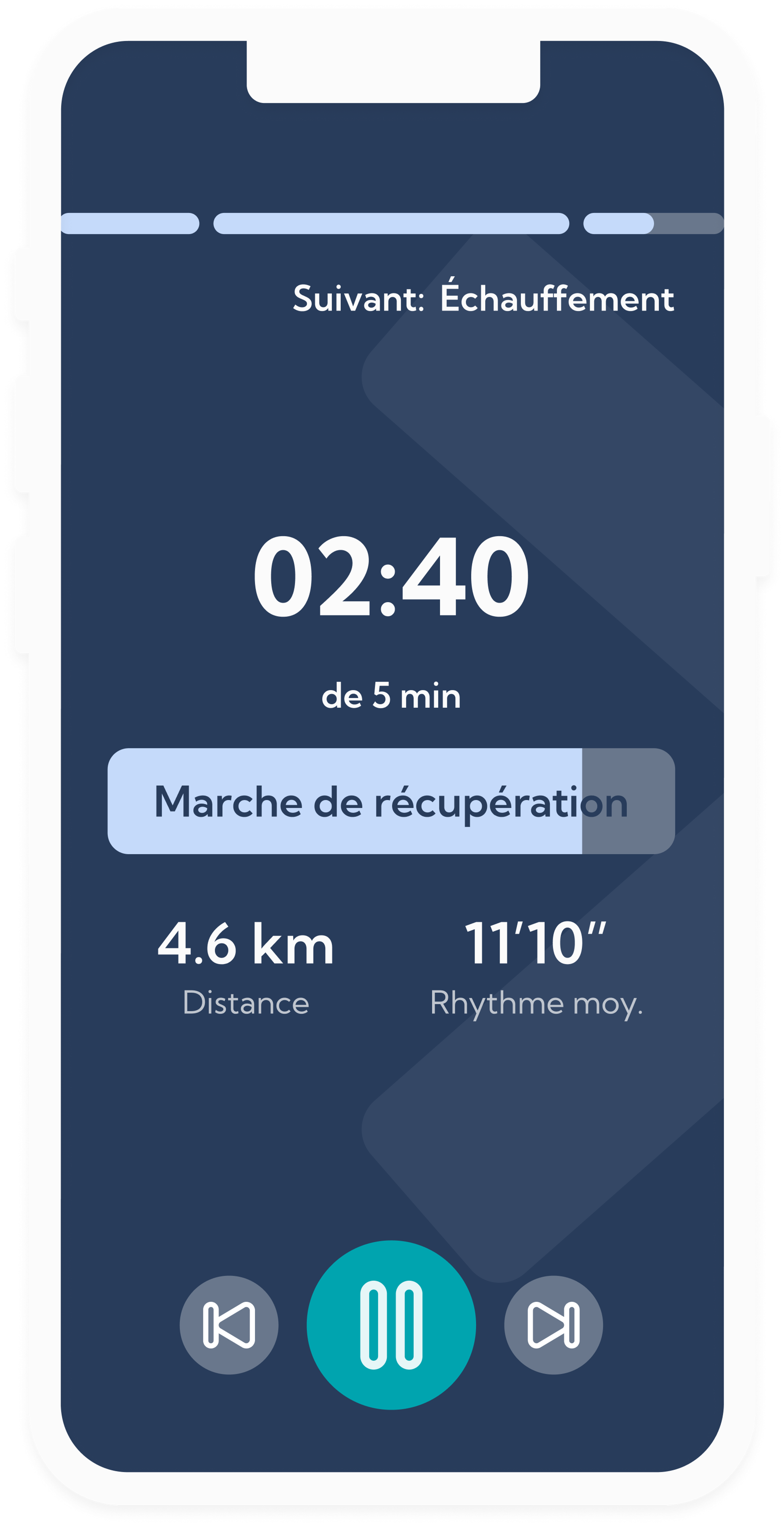 Image montrant à quoi ressemble la fonction de suivi des courses dans l'application Exakt Health.