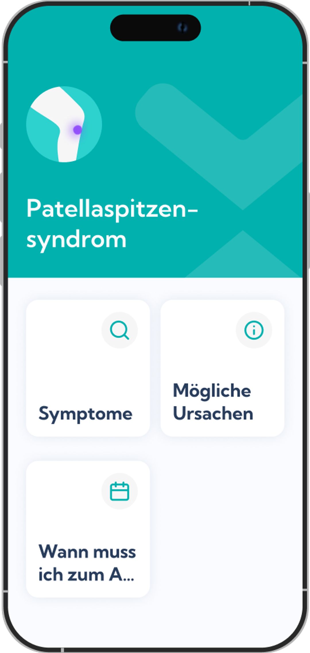Patellaspitzensyndrom Reha-Plan Übersicht in der Exakt App