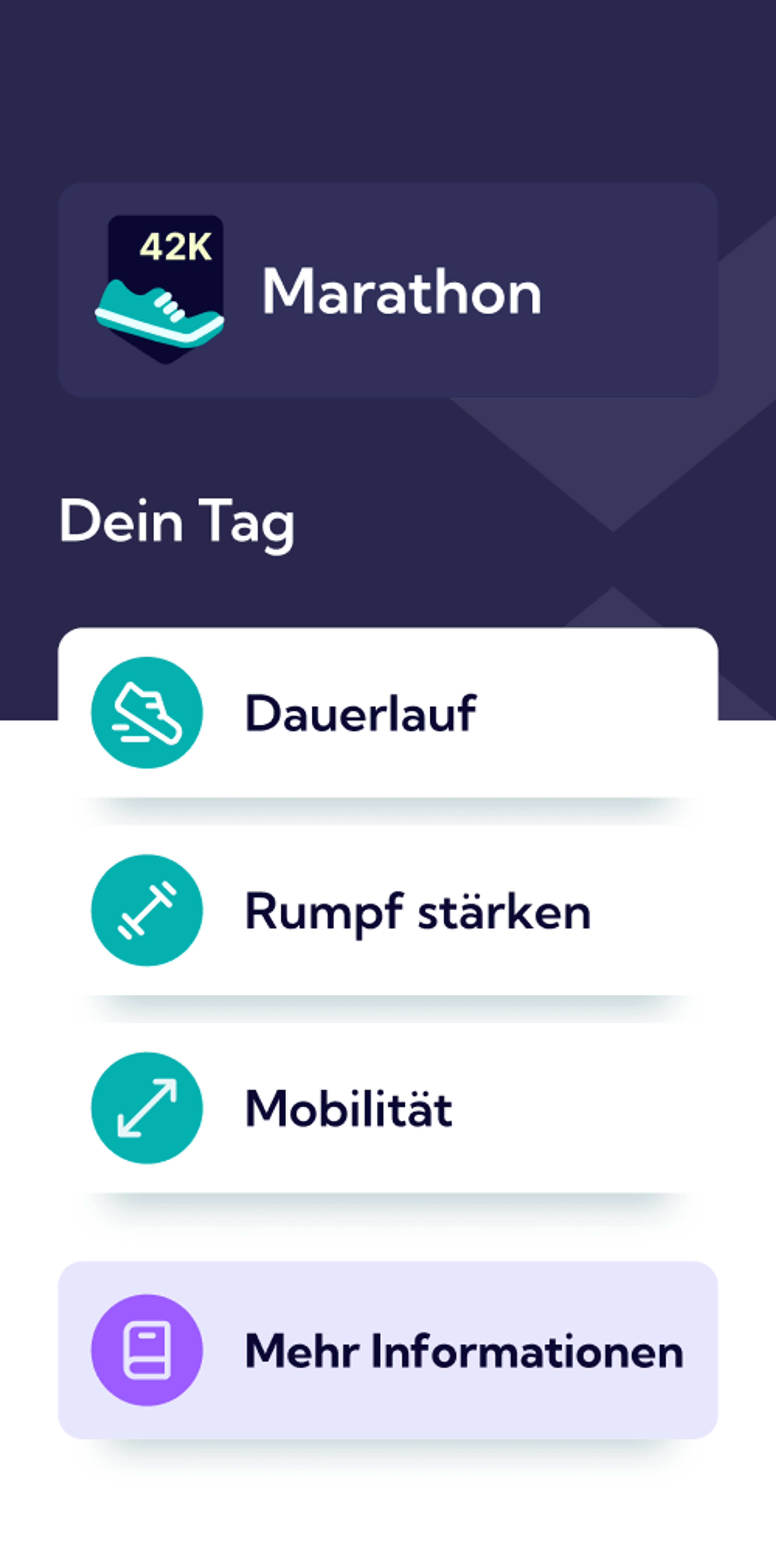 Screenshot des Marathon Plans in der Exakt App.