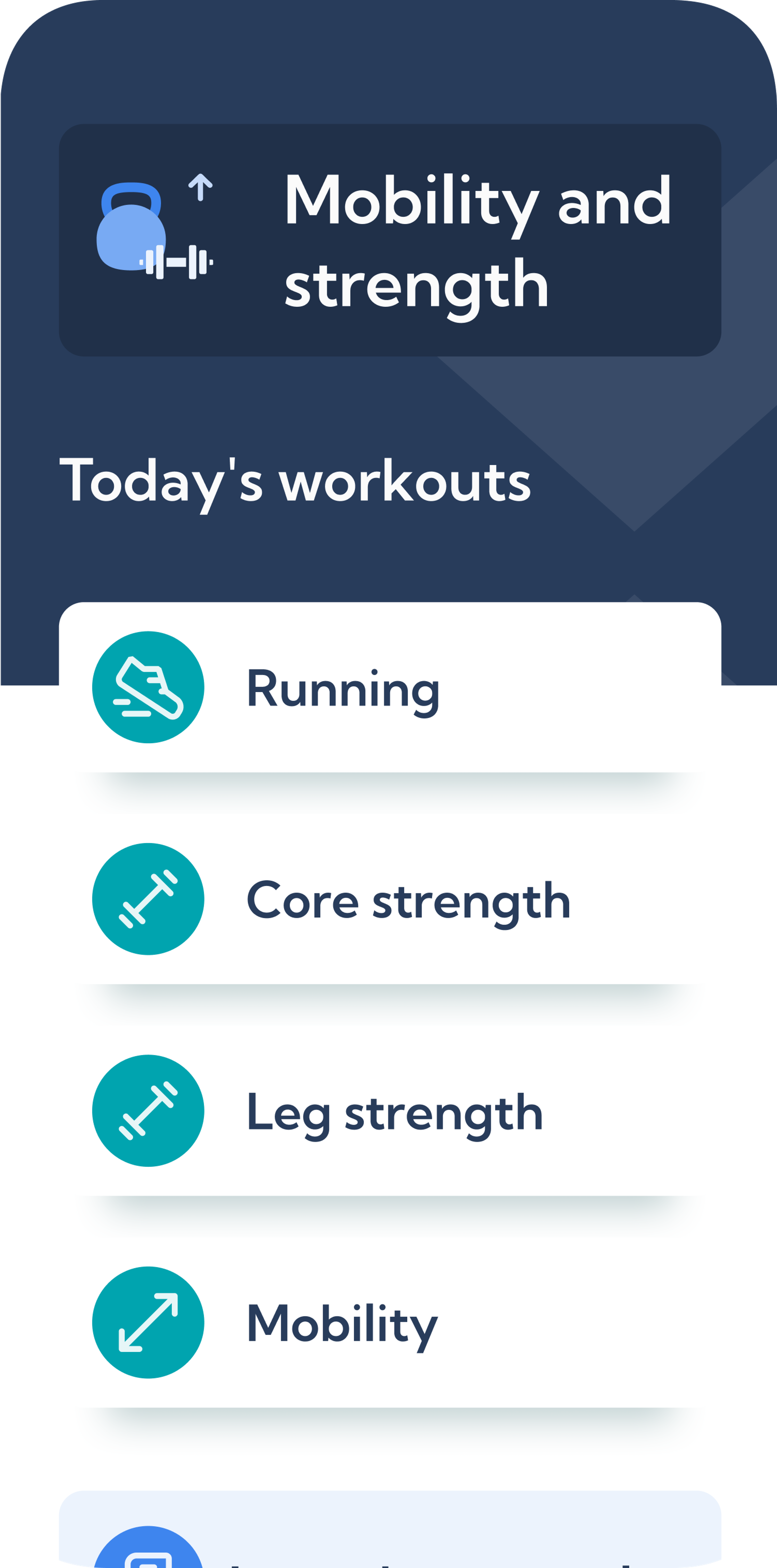 Mobility and strength training plan – Main screen view in the Exakt Health running app