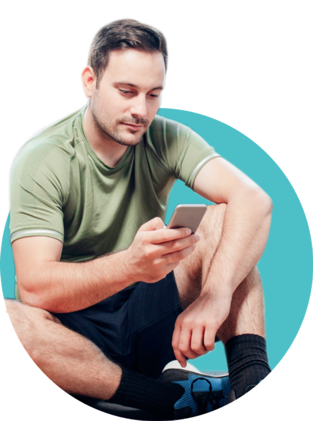 Man looking at the Exakt Health app