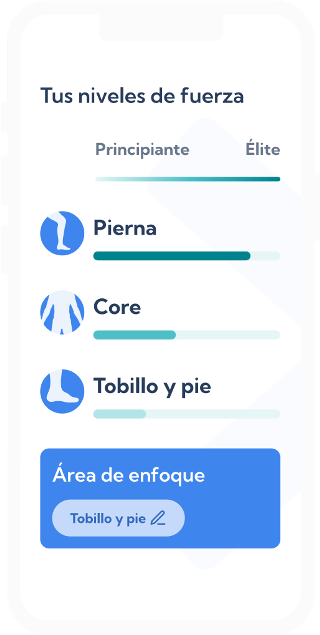 Entrenamientos de fuerza incluidos en el plan de running para maratón en la aplicación Exakt Health.