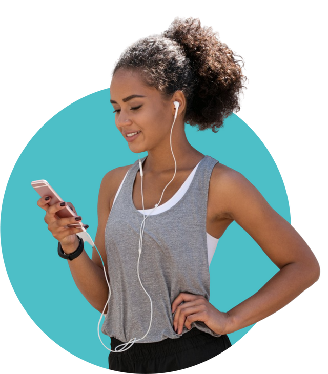 Woman looking at the Exakt Health app