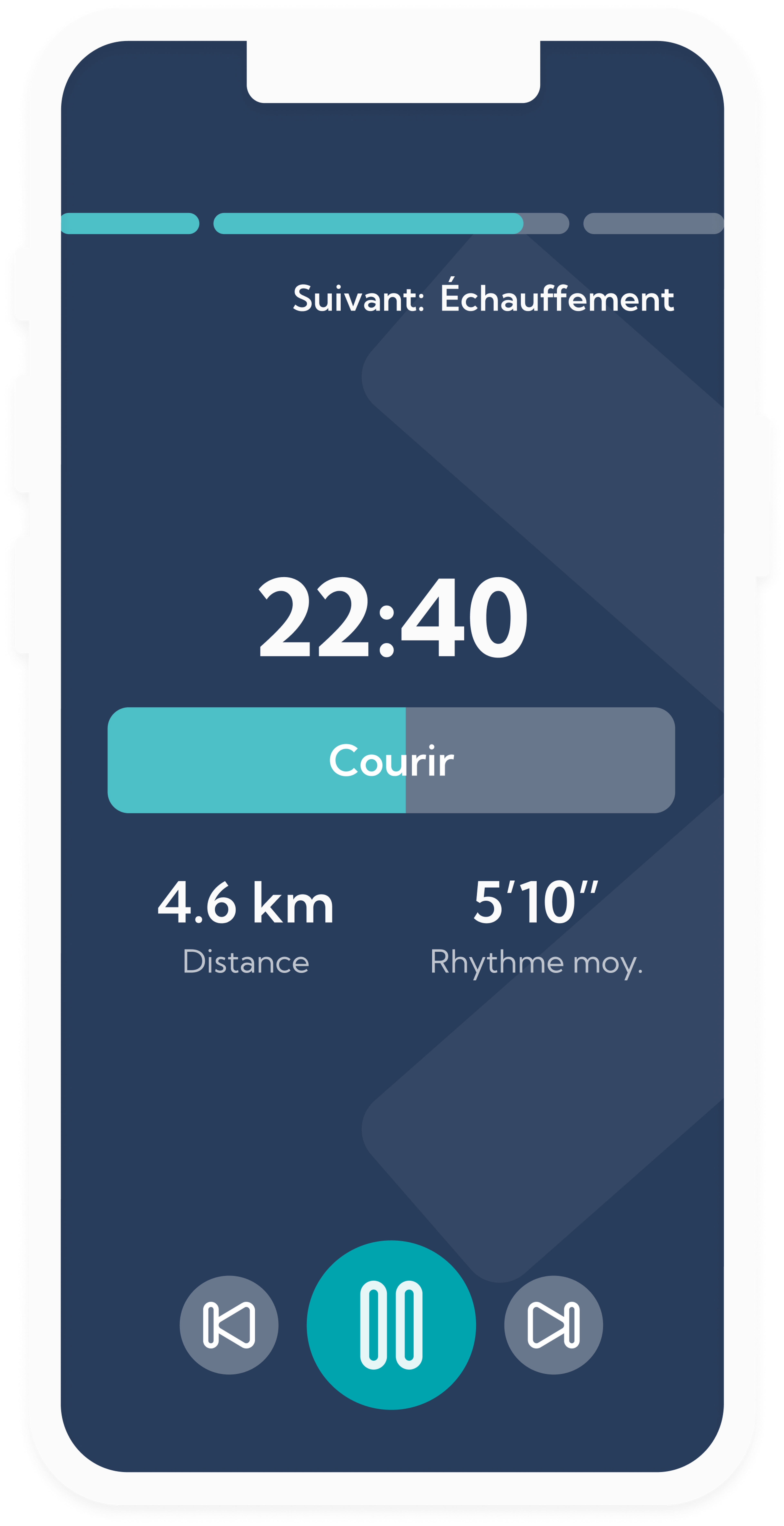 Aperçu du Plan débutant - 5 km dans l'application Exakt Health.