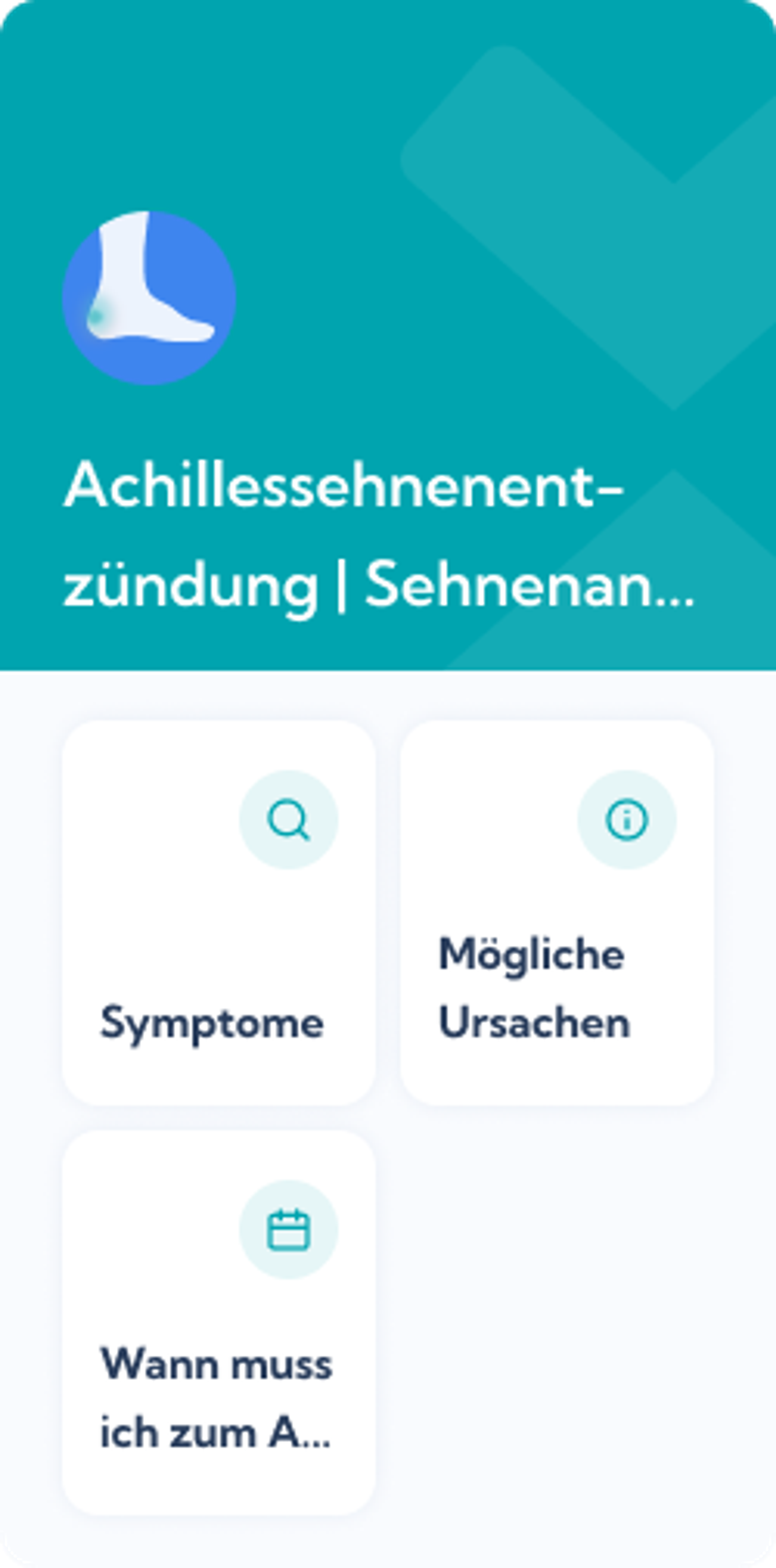 Achillessehnenentzündung (Sehnenansatz) Reha-Plan – Dashboard 