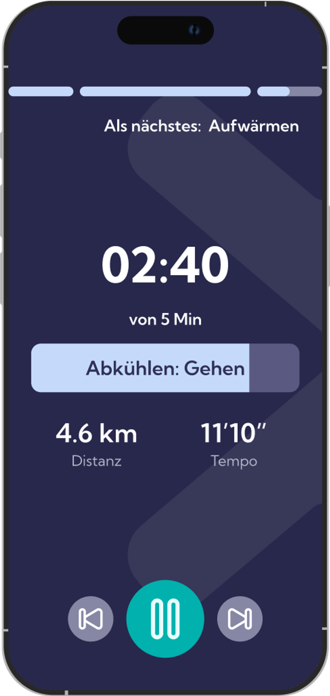 Übersicht des Laufaufbauplans nach einer Verletzung in der Exakt App.
