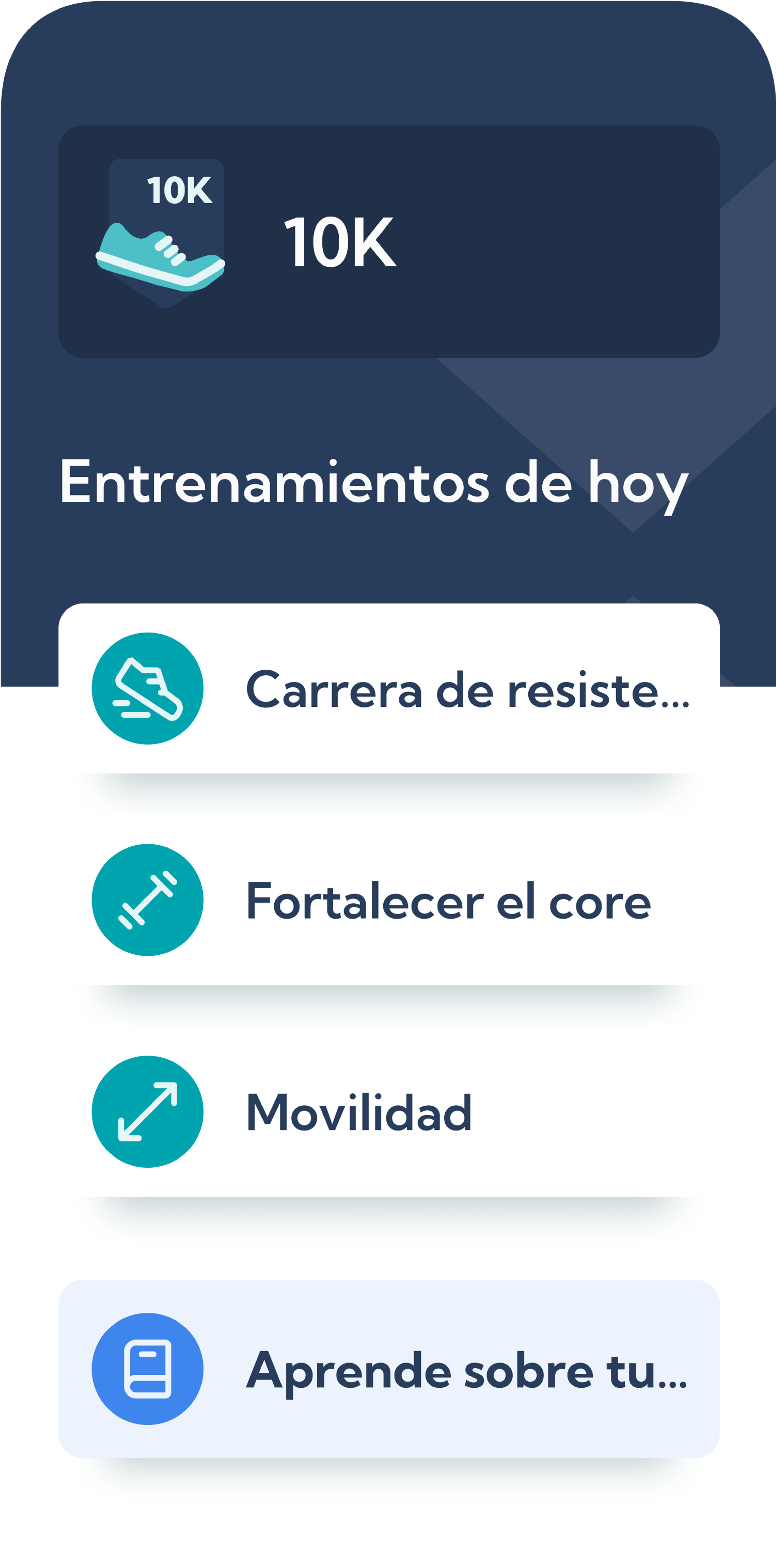 Pantalla del plan de 10K en la app Exakt Health.