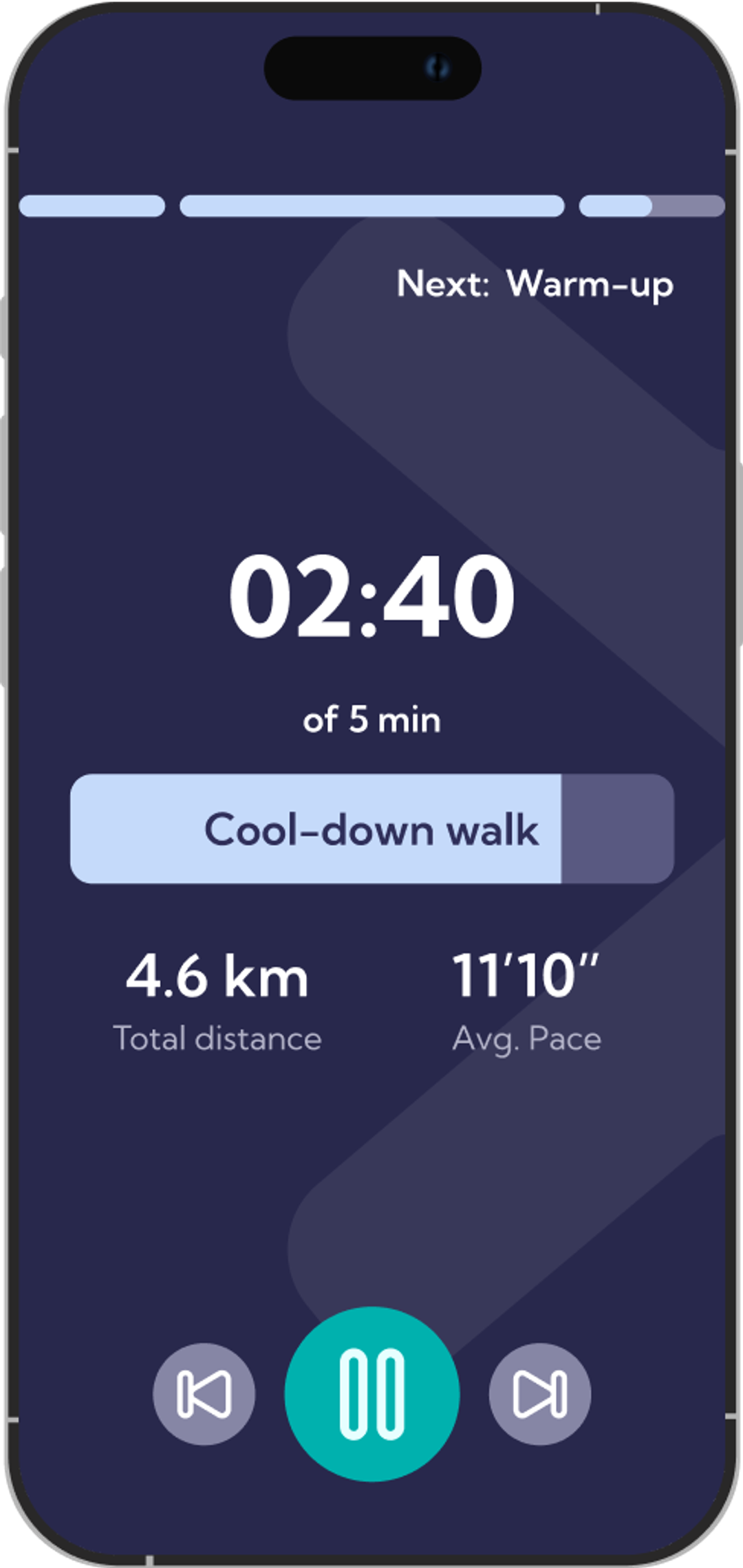 Picture showing what the run tracking feature looks like in the Exakt app.