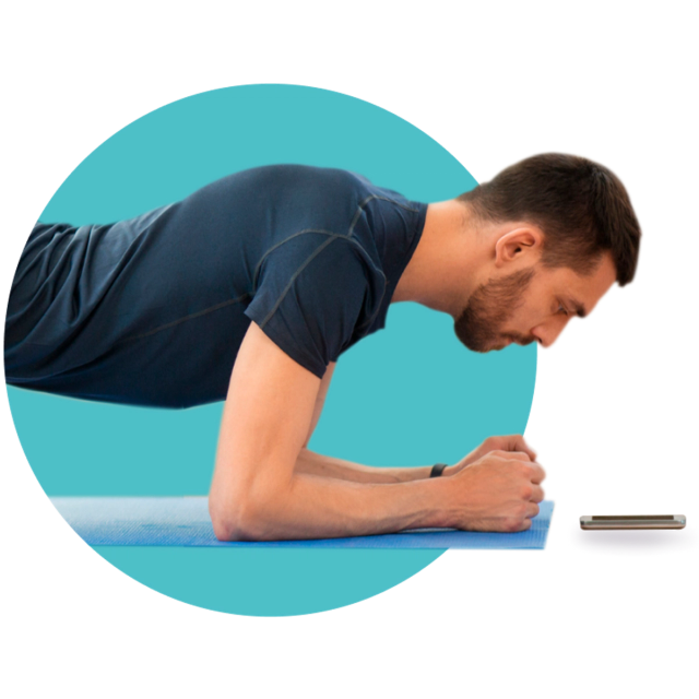 Male runner doing the core exercises in the Exakt Health app.