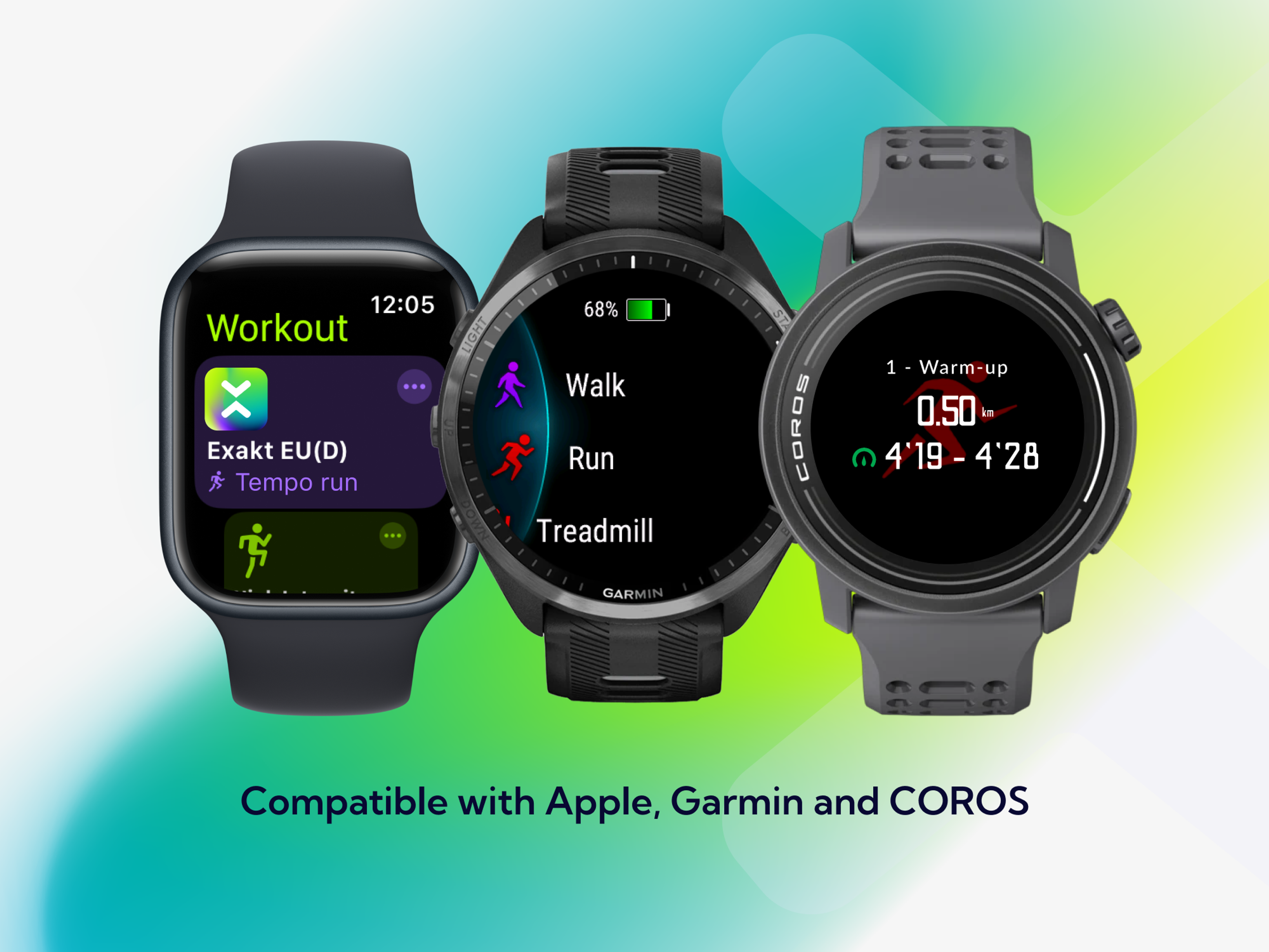 Apple watch, COROS watch, Garmin watch