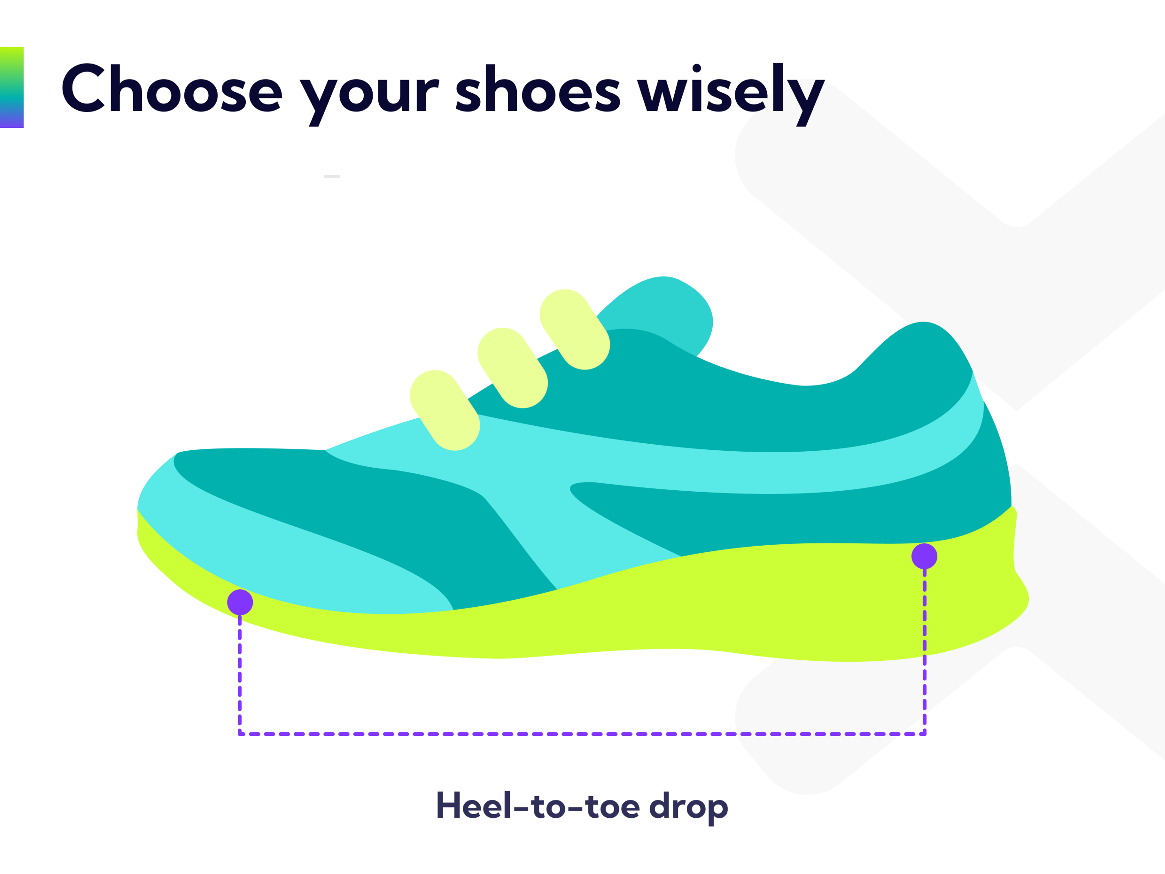 A running shoe with a slightly higher heel reduces the strain on your Achilles tendon.