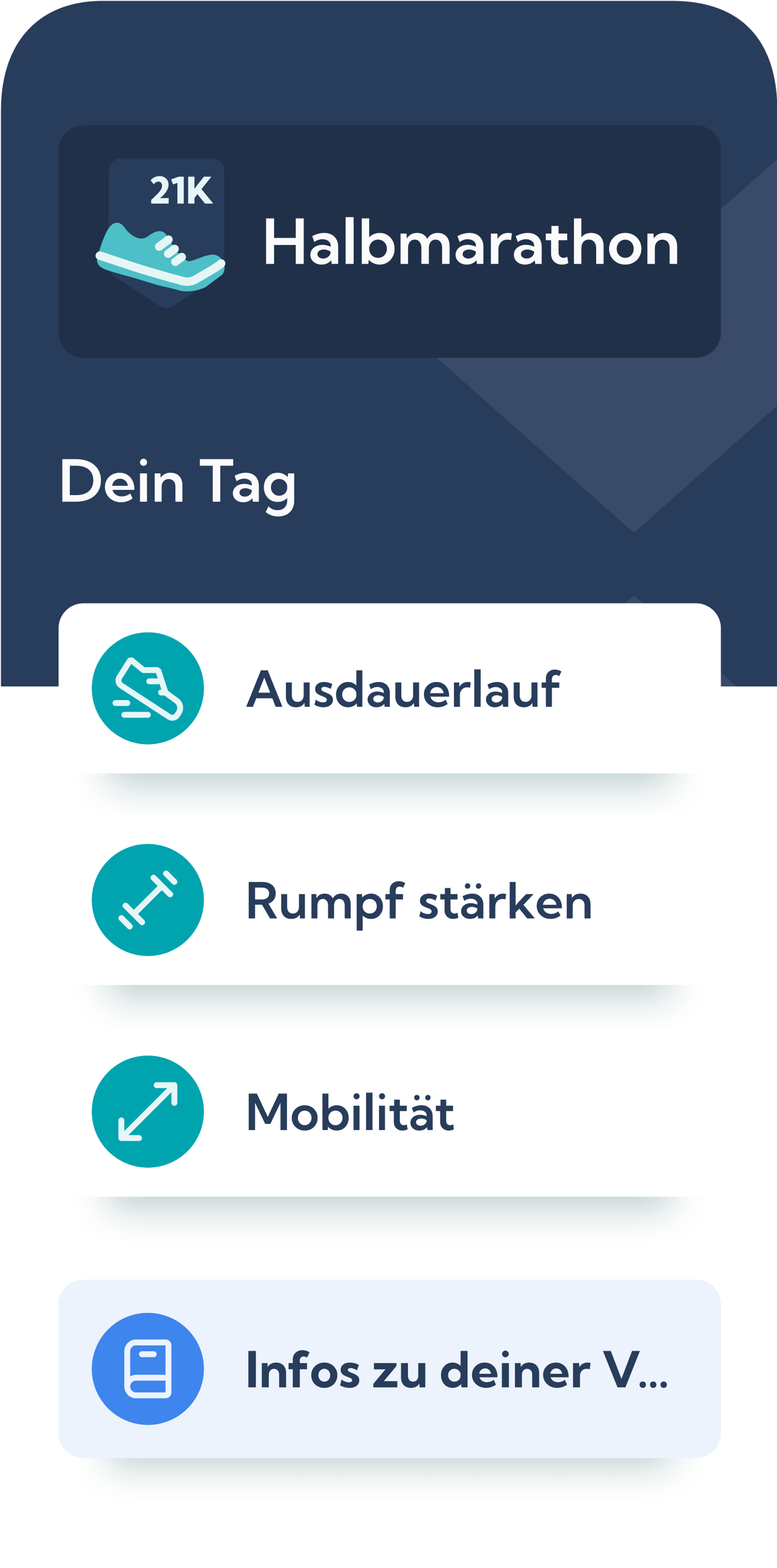 Screenshot des Halbmarathon Plans in der Exakt Health App.